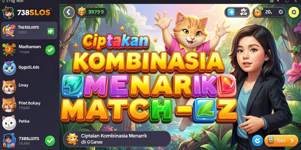 Tampilan gameplay Match-3 yang menarik di 738SLOTS.