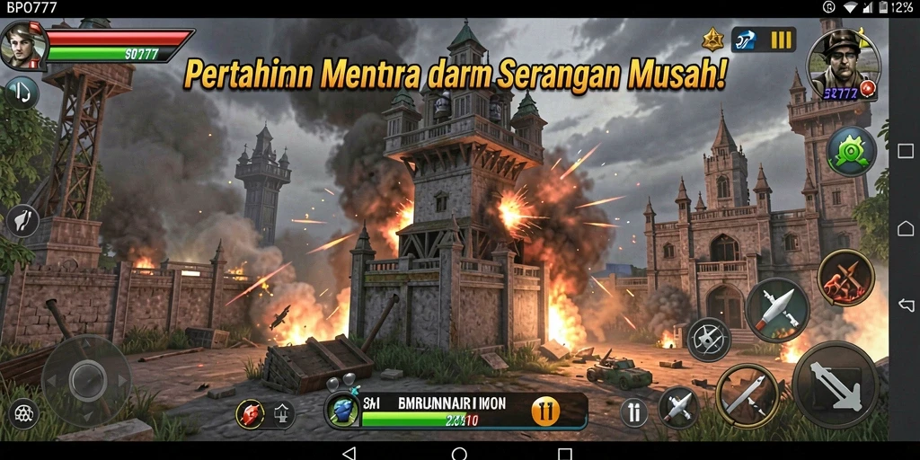 Tampilan gameplay menara pertahanan yang seru dalam BPO777.