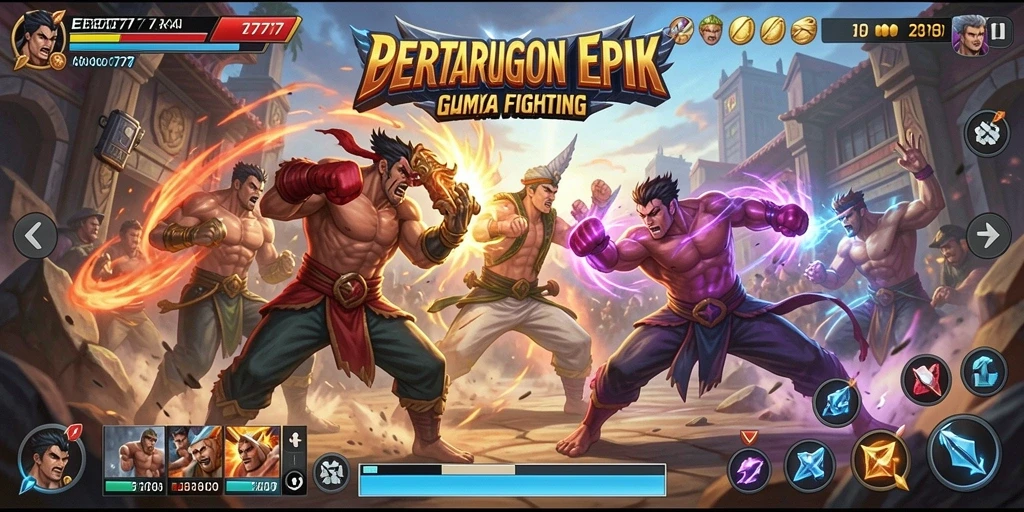 Tampilan gameplay menarik dari pertarungan karakter dalam EBET777.