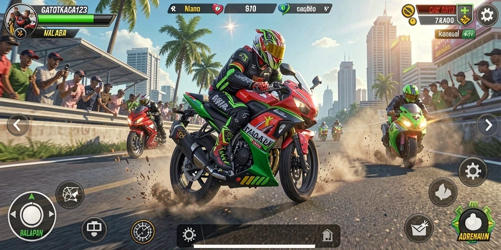 Tampilan menegangkan dari balapan motor di GATOTKACA123.