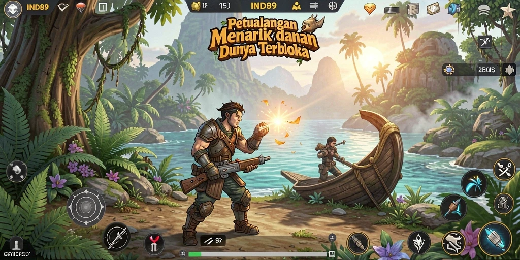 Screenshot gameplay IND89 menampilkan eksplorasi dunia terbuka yang luas.