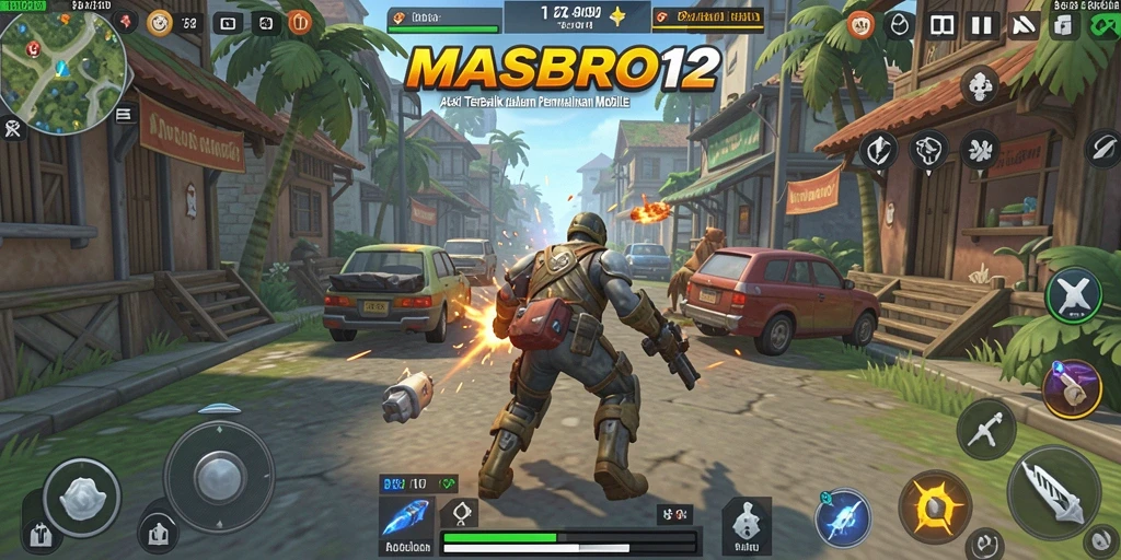 Tangkapan layar utama MASBRO12 menampilkan aksi mendebarkan dan gameplay yang seru.